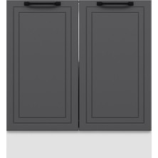 Alvinka Mutfak Modül Mbr_a Alt 80CM Beyaz Antrasit MDF Malzemeden Modern Depolama Dolabı