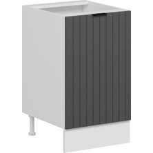 Alvinka Mutfak Modül Mbr_b Alt 1K1R 50CM Dolap Beyaz Antrasit Mdf