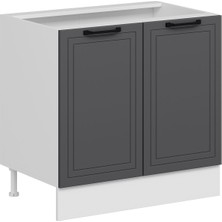 Alvinka Mutfak Modül Mbr_a Alt 2K1R 90CM Dolap Beyaz Antrasit Mdf