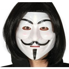 Skygo Siyah Renk Takma Kısa Saç ve V For Vendetta Maskesi Anonymous Maskesi