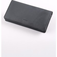Ancora Leather Hakiki Deri Telefon Bölmeli Rfıd Korumalı El Portföyü Unisex 49800-Siyah
