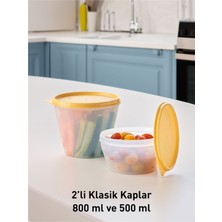 Özbience 2'li Saklama Kabı Seti, 800 ml ve 500 Ml, Dayanıklı ve Şık Tasarım