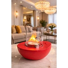 CopArt Meta Kırmızı Masaüstü Beton Şömine -1 Lt Bioetanol Yakıt Hediyeli