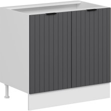 Alvinka Mutfak Modül Mbr_b Alt 2K1R 90CM Dolap Beyaz Antrasit Mdf