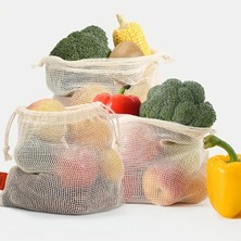 Özbience Organik Pamuklu Sebze Gıda Saklama Filesi 12'li, Sağlıklı ve Doğa Dostu