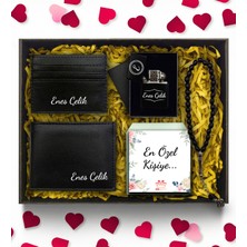 As Gift Sevgililer Günü Temalı Kişiye Özel Çakmak & Cüzdan & Kartlık & Tesbih Hediye Seti