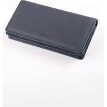 Ancora Leather Hakiki Deri Telefon Bölmeli Rfıd Korumalı El Portföyü Unisex 49800-Lacivert