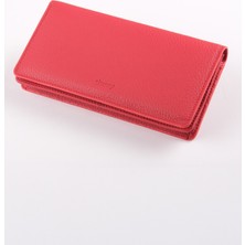 Ancora Leather Hakiki Deri Telefon Bölmeli Rfıd Korumalı El Portföyü Unisex 49800-KIRMIZI