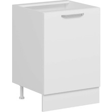 Alvinka Mutfak Modül Duz Alt 1K1R 60CM Dolap Beyaz Beyaz Suntalam