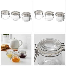 Özbience Şık 6'lı Kapaklı Cam Kavanoz Seti, 13 Cl, Saklama ve Dekorasyon Için