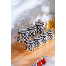 Özbience Şık 8 Parça Dekor Baharat Takımı, Standlı Porselen Seti