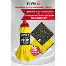 Silver Home Sarı Seri Jumbo Boy Mop Ucu 235 Gsm + 2 Adet Mutfak Bezi Temizlik Seti