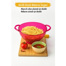 Depa Akrilik Pembe Makarna Süzgeçi & Sebze Meyve Süzgeçi