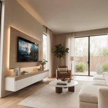 PlatinReyon Purelıne Ledli Duvar Tv Ünitesi Kumandalı Meşe