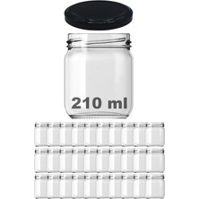 Özbience 210 ml Siyah Metal Konserve Kapaklı Cam Kavanoz 30'lu Paket