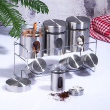 Özbience Cam ve Metal Malzemeden, 7'li Baharatlık Seti, Şık ve Kullanışlı Tasarım