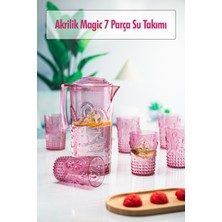 Depa Akrilik Mürdüm Sürahi 2,3 Lt ve 6'lı & Su Meşrubat Kahve Yanı Bardağı 400 ml Seti ( Cam Değildir )