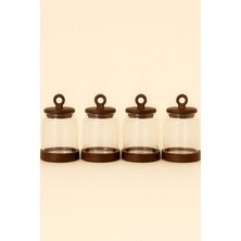 Özbience 4’lü Cam Kavanoz Seti, Vakumlu Akasya Kapaklı Saklama Kutuları