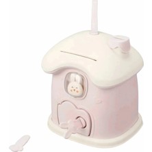 Omniax Anahtarlı Sevimli Tavşan Figürlü Pembe Kumbara - Çocuk Odası Dekoru