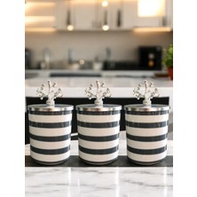 Özbience 3'lü Baharatlık Seti, Mutfak Aksesuarı, Silindir Tasarım, Gri Zebra Renk