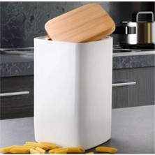 Özbience Bambu Kapaklı Porselen Kavanoz 10X10X18 Cm, Şık ve Şeffaf Saklama Çözümü