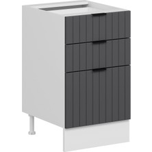 Alvinka Mutfak Modül Mbr_b Alt 3Ç1B2K Nray 50CM Dolap Beyaz Antrasit Suntalam