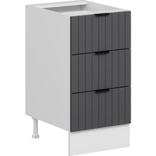 Alvinka Mutfak Modül Mbr_b Alt 3ç Nray 45CM Dolap Beyaz Antrasit Suntalam