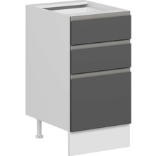 Alvinka Mutfak Modül Hg_j Alt 3Ç1B2K Nray 45CM Dolap Beyaz Antrasit Suntalam