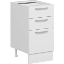 Alvinka Mutfak Modül Duz Alt 3Ç1B2K Nray 45CM Dolap Beyaz Beyaz Suntalam