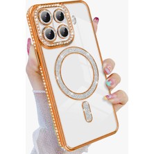 Nezih Case  Mi 15T Pro Uyumlu Taşlı Magsafe Şarj Özellikli Kamera Korumalı Simli Kılıf