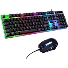 PremiumPort LED Işıklı Kablolu Oyuncu Klavye ve Mouse Seti, Hızlı ve Şık Tasarım