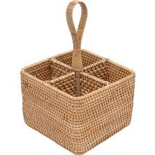 Özbience Modern Bohem Kare Rattan Çatallık ve Kaşıklık Seti