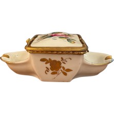 Pillivuyt Fransız Porselen ve Pirinçten Sigaralık Küllük 14 cm 10,5 cm 4 cm Ölçülerinde