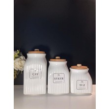 Özbience 3’lü Porselen Saklama Kavanoz Takımı, Bakliyat ve Baharatlar Için Göz Alıcı Set