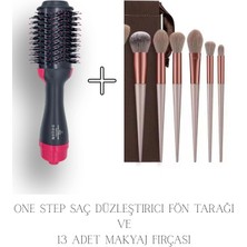 Allians Saç Düzleştirici Fön Tarağı ve 13'lü Makyaj Fırça Seti, Şık ve Pratik Kullanım