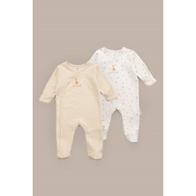 Little Gusto Sophie la girafe 2'li Organik Pamuk Sarı Ekru Tulum Seti