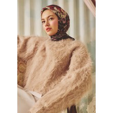 Fresh Dreamy Skıes Desen Floş Viskon Eşarp Burgundy