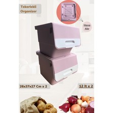 Özbience 2’li Tekerlekli Organizer, Bpa Free, 24 Lt, Sebzelik ve Erzak Kutusu