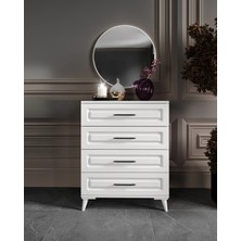 Guneystore Gözde 4 Çekmeceli Aynalı Mdf Beyaz Şifonyer