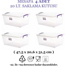 Özbience 4'lü 20 Lt. Dikdörtgen Şeffaf Saklama ve Koruma Kutusu Seti