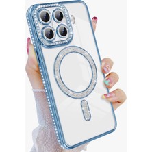 Nezih Case  Mi 15T Pro Uyumlu Taşlı Magsafe Şarj Özellikli Kamera Korumalı Simli Kılıf