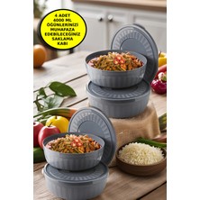 Özbience 4 Kapaklı Yuvarlak Saklama Kabı Seti, Mikrodalga ve Derin Dondurucu Uyumlu