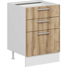 Alvinka Mutfak Modül Duz Alt 3Ç1B2K Nray 60CM Dolap Beyaz Dore Suntalam