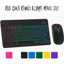 PremiumPort Kablosuz Işıklı Klavye ve Mouse Set, Bluetooth Bağlantılı, Sessiz Tuşlar