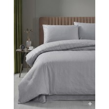 Miabella Home Çizgili Çift Kişilik Pamuk Saten Nevresim Takımı Otel Tipi Nevresim Seti (Pamuklu Saten)