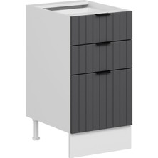 Alvinka Mutfak Modül Mbr_b Alt 3Ç1B2K Nray 45CM Dolap Beyaz Antrasit Suntalam