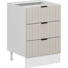 Alvinka Mutfak Modül Mbr_b Alt 3ç Nray 60CM Dolap Beyaz Kumtaşı Suntalam