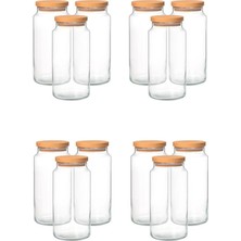 Özbience 12'li Bambu Kapaklı Kavanoz Seti, Şık ve Pratik Saklama Çözümleri