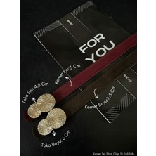 Fiori 2'li Yuvarlak Gold Toka Kadın Kemeri, Pantolon Kemeri, Ceket Kemeri, Elbise Kemeri, Gömlek Kemeri