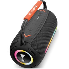 PremiumPort Siyah LED Işıklı Dayanıklı Bluetooth Hoparlör, Usb, Sd, Aux, Fm Radyo